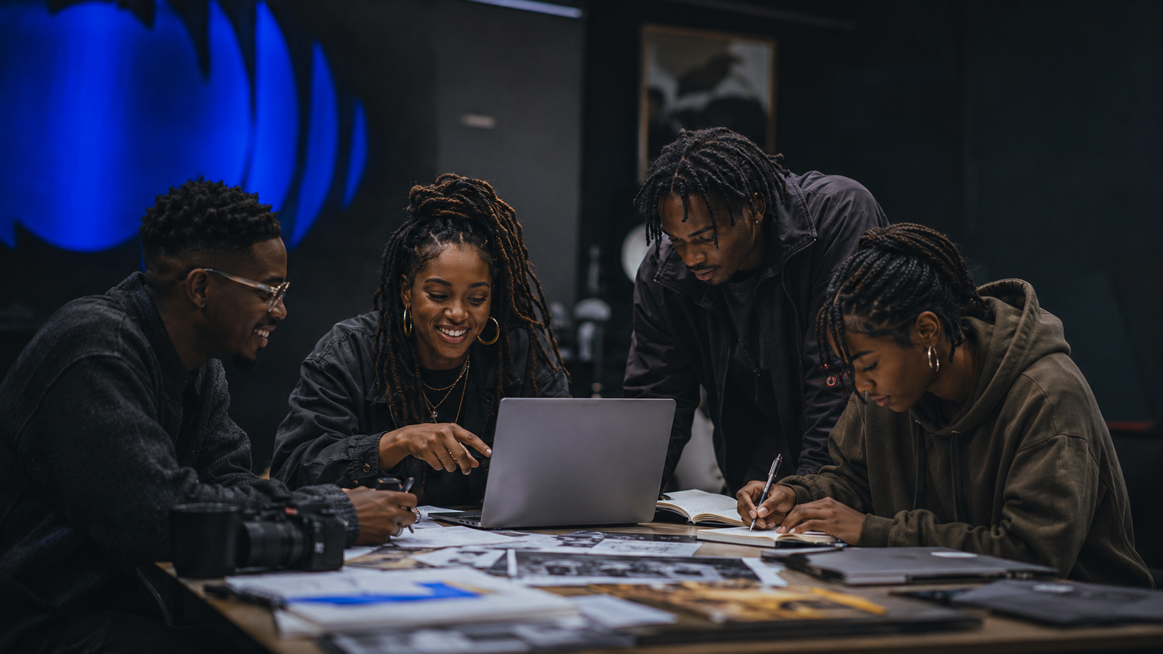 Small team working together around a table
